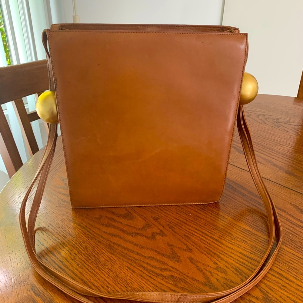 Donna Karan vintage leather handbag, brass